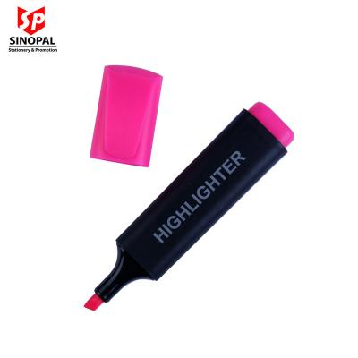 China office & School Markers Low MOQ 6 Colors Premium Quality Black Body Chisel Tip Highlighter Bar Marker Pen for School and Office for sale