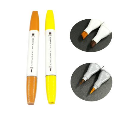 China Art Painting Bold Colors Double Tip Brush Art Marker with Broad Chisel and Brush Tip for sale