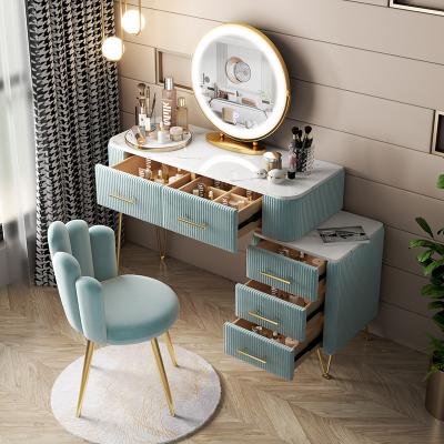 China (Other) Nordic modern minimalist adjustable and delicate marble dresser with love chair and dressing table mirror and bedside table for sale