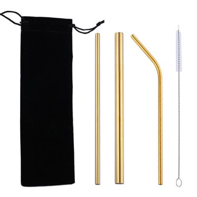 China Custom Stocked Logo Eco Friendly Reusable Metal Drinking Straws 304 Stainless Steel Straw for sale