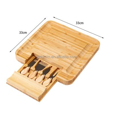 China Sustainable Hot Selling Amazon Bamboo Cheese Board Set With Bamboo Cutlery Knife Set for sale