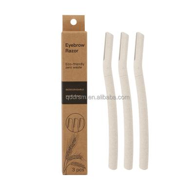 China Biodegradable Eco-friendly Makeup Eyebrow Razor Wheat Straw Shaver Facial Shaving for sale