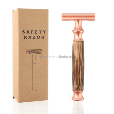 China Stylish Men's Bamboo Handle Twin Blade Double Blade Bamboo Handle Stylish Men's Safety Razor Christmas Gift Edge Safety Razor Shaving Razor for sale