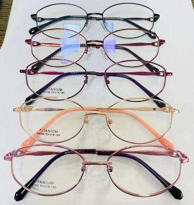 China For women titanium non-magnetic double color metal reading glass full frame cases brushed myopia glass frame glass frame for sale