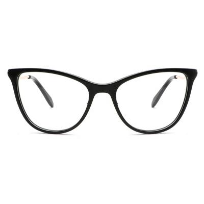 China Hot Selling Acetate Glasses Metal Temple Frame Designer Eyewear Frames Optical Frames for sale