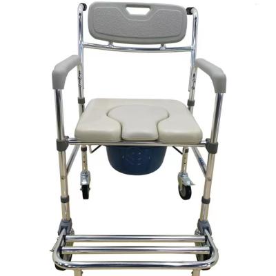 China Height Adjustable Commode Patient Chair Aluminum Transer Toilet Wheelchair Healthcare Commode Chair With Wheels for sale