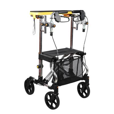 China Wholesale Auxiliary Elderly Walking Support Up Rollator Folding Walker Aids 4 Wheels Rollator Custom Walker for sale