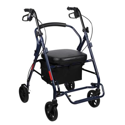 China Wholesale Custom Aluminum Folding Walker Rollator Elderly Walking Aids 4 Wheels Rollator Walker For Adults for sale