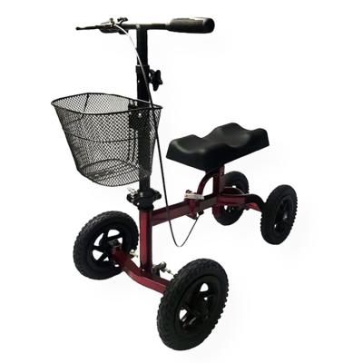 China Foldable and Detachable Knee Walker Folding Pad Seat Four Wheel Knee Scooter with Basket Knee Outdoor Car with Drum Brake A7B for sale