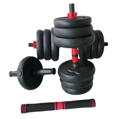 China Adjuatable and Detachable Indoor Exercise 10kg 20kg Fitness Set Adjustable Rubber Coated Barbell Dumbbell Weight Set for sale