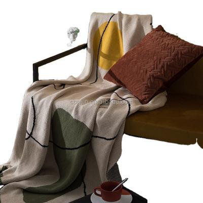 China Jacquard Knit Pattern Blanket Nordic Geometry Throws for sale