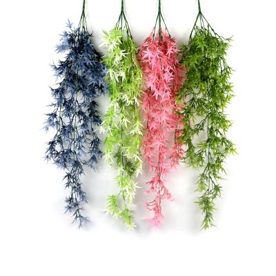 China Indoor Decoration Wholesale Plastic Hanging Vine Artificial Maple Leaf For Banquet Home Wedding for sale