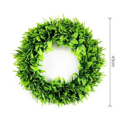 China Decoration Wholesale 43cm Indoor Green Leaf Garland For Wall Window Door Front Decoration Hanging for sale