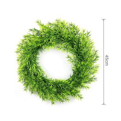 China Indoor Decoration Wholesale 45cm Green Grass Garland For Wall Windows Door Front Decoration Hanging for sale