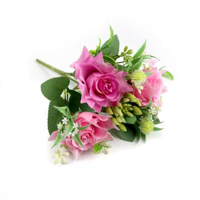 China Wholesale Cheap Home Decor Artificial Flowers 3 Heads Rose Flowers Bouquet Flowers for Artificial Decoration Wedding for sale