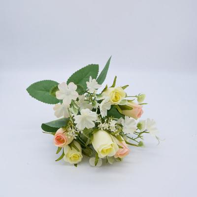 China Wholesale Hot Selling Artificial Flower Bouquet Of Home Decor 31Cm Rose Bud Flower For Wedding Decoration for sale