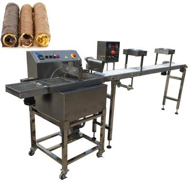 China Flexible Mini Chocolate Enrober Snack Factory Tarpaulin Chocolate Making Coating Machine for sale