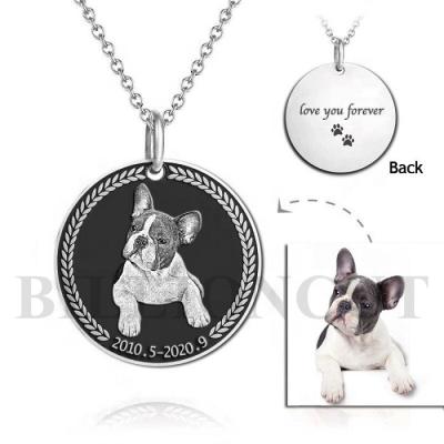 China FASHIONABLE Custom Personalized Pet Picture Necklace Portrait Your Dog Pets Photo Necklace Jewelry Pet Lover Memorial Gift for sale