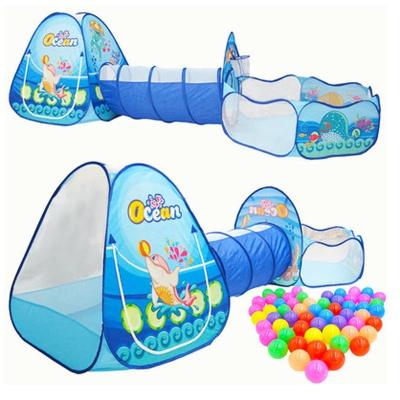 China Easy Foldable Kids Play Tent 3 Pcs/Set Kids Tent Teepee Ball Pool For Kids Portable Baby Teepee Playhouse With Baby Ocean Crawling Ball Pit Teepee tunnel for sale