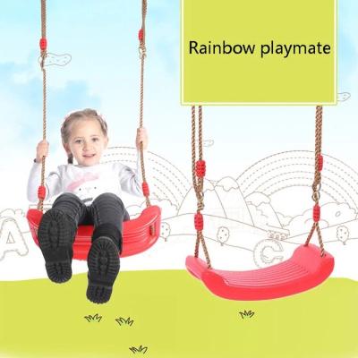 China Modern Flying Toy Garden Swing Kids Hanging Pose Toys with Height Adjustable Ropes Indoor Outdoor Toys Rainbow Curved Board Kids Swing for sale