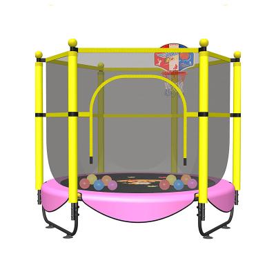 China Eco - Friendly Jumping Basketball Hoop 60 Inch Mini Rebounder With Net Enclosure Kids Trampoline for sale