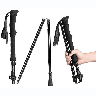 China 7075 Aluminum Adjustable Folding Walking Sticks Section 3 Support Poles Adjustable Hiking Hiking Poles for sale