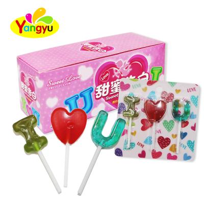 China Natural Natural Sweet Lollipop I LOVE U Shapes Lollipop Valentine Gift for sale