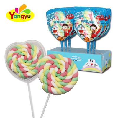 China Full Size Cartoon Racing Long Twisted Swirl Marshmallow Lollipop for sale