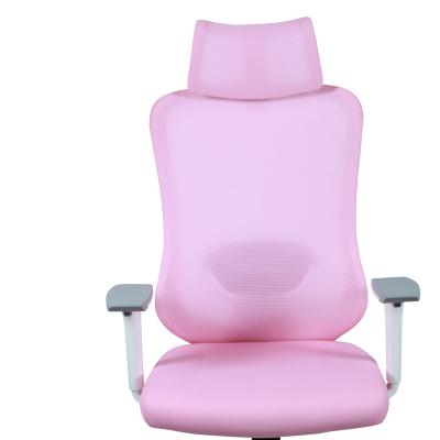 China Convertible Pink  high-back comfortable adjustable full mes  ergonomic mesh office chair mesh headrest for sale