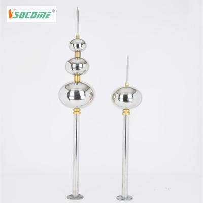 China Stainless Steel Direct Run 304 Lightning Protection Building Lightning Arrester Outdoor Lightning Rod for sale