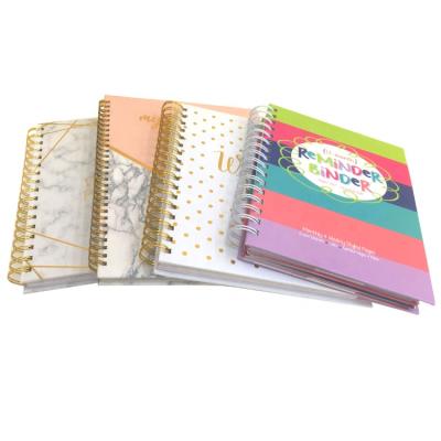 China Printed A4 A5 Customized Hard Spiral Cardboard Travel Journal Notebook with Colored Index Label Divider for sale