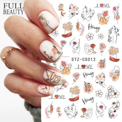 China Shiny Nail Foils Sliders Wraps Full Beauty Hot Fashion Nail Sticker Geometric Abstract Line Nails Decals 3D Art Inspired Adhesive Sliders for sale