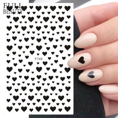 China 1pc Black Beauty 3D Sticker Multicolor Self Adhesive Full Heart Sliders For Red White Design Valentine Manicure Nail Art Decoration Wedding Love 3D Nails Stickers for sale