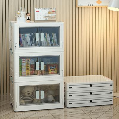 China Wholesale Viable Easy To Store Folding Plastic Mobile Storage Cabinet Floor Folding Storage Box With Pulleys Plastic Container for sale