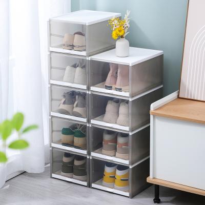 China Chinese new style factory price shoe box shoe cabinet living room storage cheap very easy to use foldable plastic shoe box for sale