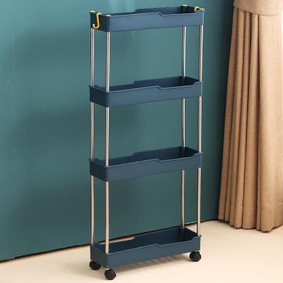 China On Hot Pulleys Recommend Top Selling Foldable Plastic Laundry Trolley Hospital Trolley Kitchen Cart Storage Rack for sale