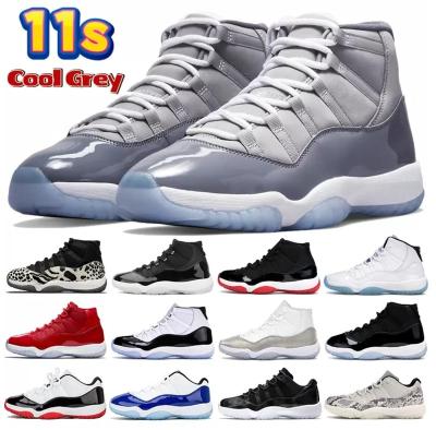 China New Retro 11 Men's Rubber Bred AJ Basketball Shoes Match 45 Gray Jumpmen 11s Men's Cool Sport Sneaker for sale