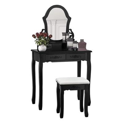 China (Other) Hot Sale Adjustable Combination Desk Vanity Table And Dressing Table Black With Lighted Mirror for sale