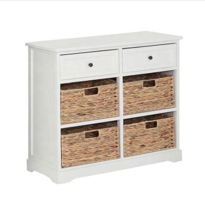 China Solid Wood Drawer 2 & 4 Basket Hallway Living Room Bedroom Storage Unit Ivory White Cabinet for sale