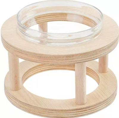 China Pet Feeder Storage Single Manufacturer Sustainable Solid Wooden Wholesale Cat Rice Basin for sale