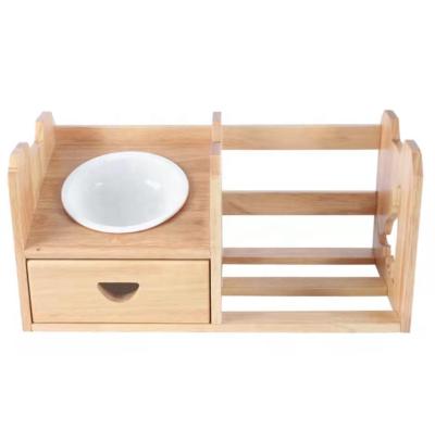 China Sustainable Cat Dog Feeder Wooden Pet Food Dispenser Pet Feeder for sale