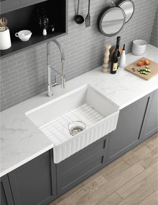 China Farmhouse Modern White Single Bowl Fireclay Ceramic Kitchen Sink for sale