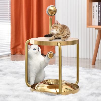 China 2023 Viable Cat Furniture Stainless Steel Cat Climbing Frame Jumping Platform Scratcher Hot Tree with Hanging for sale