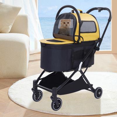 China Hot Custom Foldable Small Animals Pet Stroller With Pet Carrier For Cats And Dogs for sale