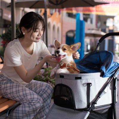 China High Quality Small Animals Weight Foldable Four Wheel Pet Stroller For Dogs And Cat for sale