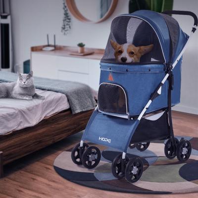 China High Quality Folding Small Animals Walk Travel Carrier Trolley Easy Pet Stroller For Cats Dogs for sale