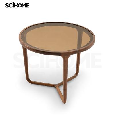 China SCIHOME Custom Modern Wooden Round Coffee Table For Living Room for sale