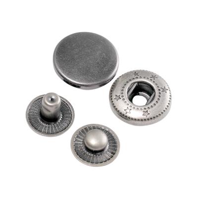 China Nickel-free Metal Spring 4 Parts Snap Button Custom Engraved Painted Brass Snap Fastener For PU Overcoat for sale