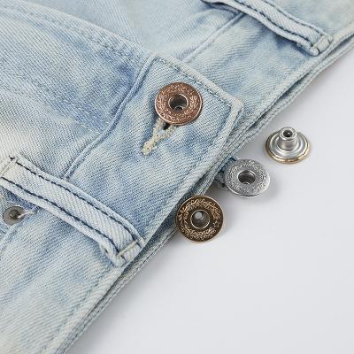 China High-End Factory Price Metal Button Custom Size Jeans Tack Button with Flower Design en venta