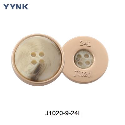 China OEM Brand Logo Resin Color metal 4 holes Round Sewing Button for Clothing Garment Shirt for sale